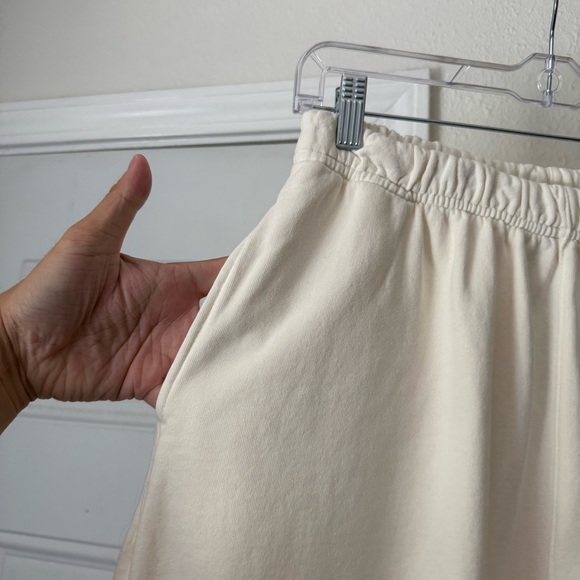 NWT CALIFORNIA INCLINE ivory off white cream cotton cropped jogger sweat pants - Picture 5 of 10